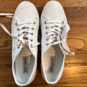 Steve Madden white platform canvas sneakers